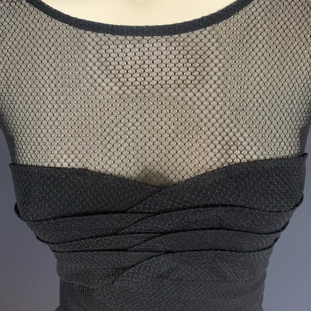 Bebe illusion sleeveless lace bandage ruched top